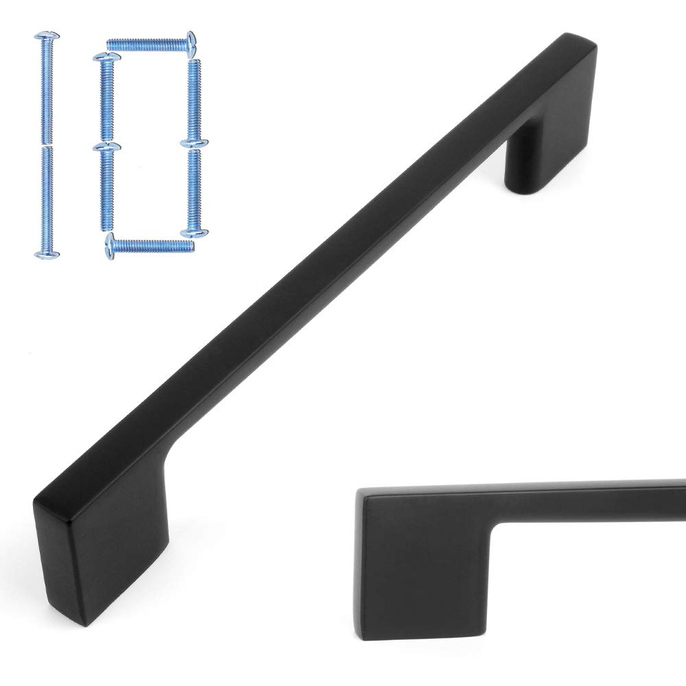 Cabinet Bar Pull Koofizo Wide Foot Black Modern, Pacote Com 10