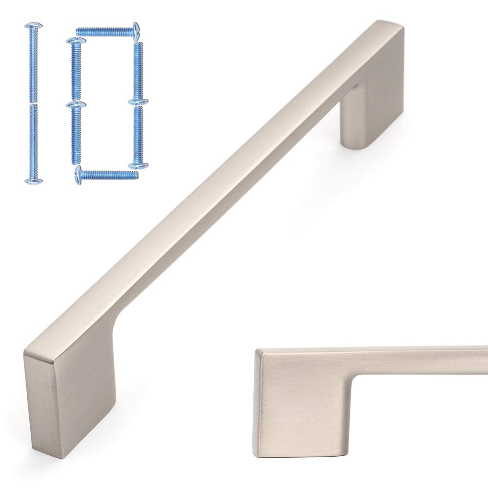 Cabinet Bar Pull Koofizo Wide Foot Brushed Nickel, Pacote Com 10