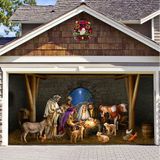 Decoração De Banner De Porta De Garagem: Presépio De Natal