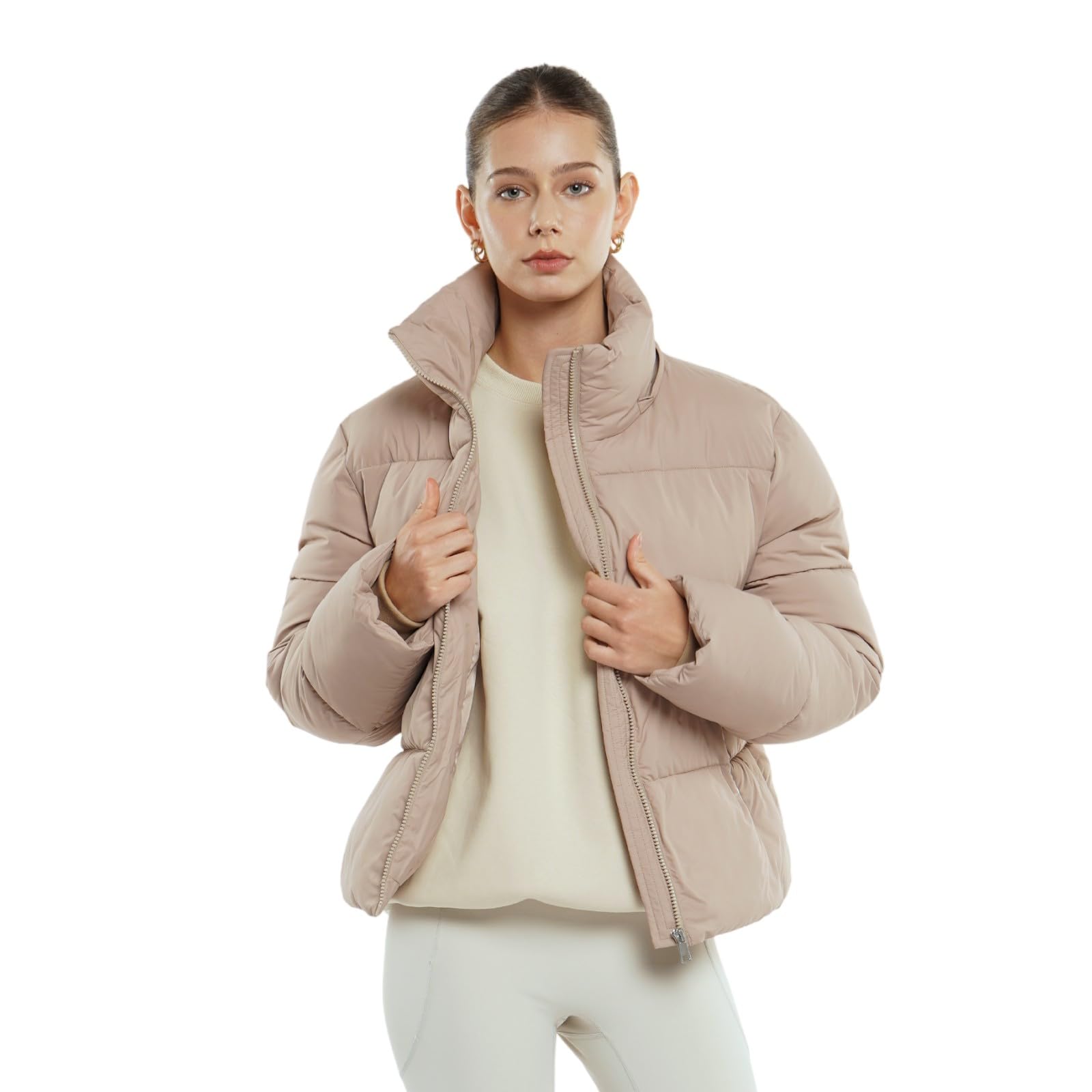 Casaco Acolchoado De Inverno Puffit Feminino Cortado Com Capuz