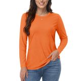 Camiseta Feminina Yucolen, Manga Comprida, Laranja, Algodão, Tamanho L