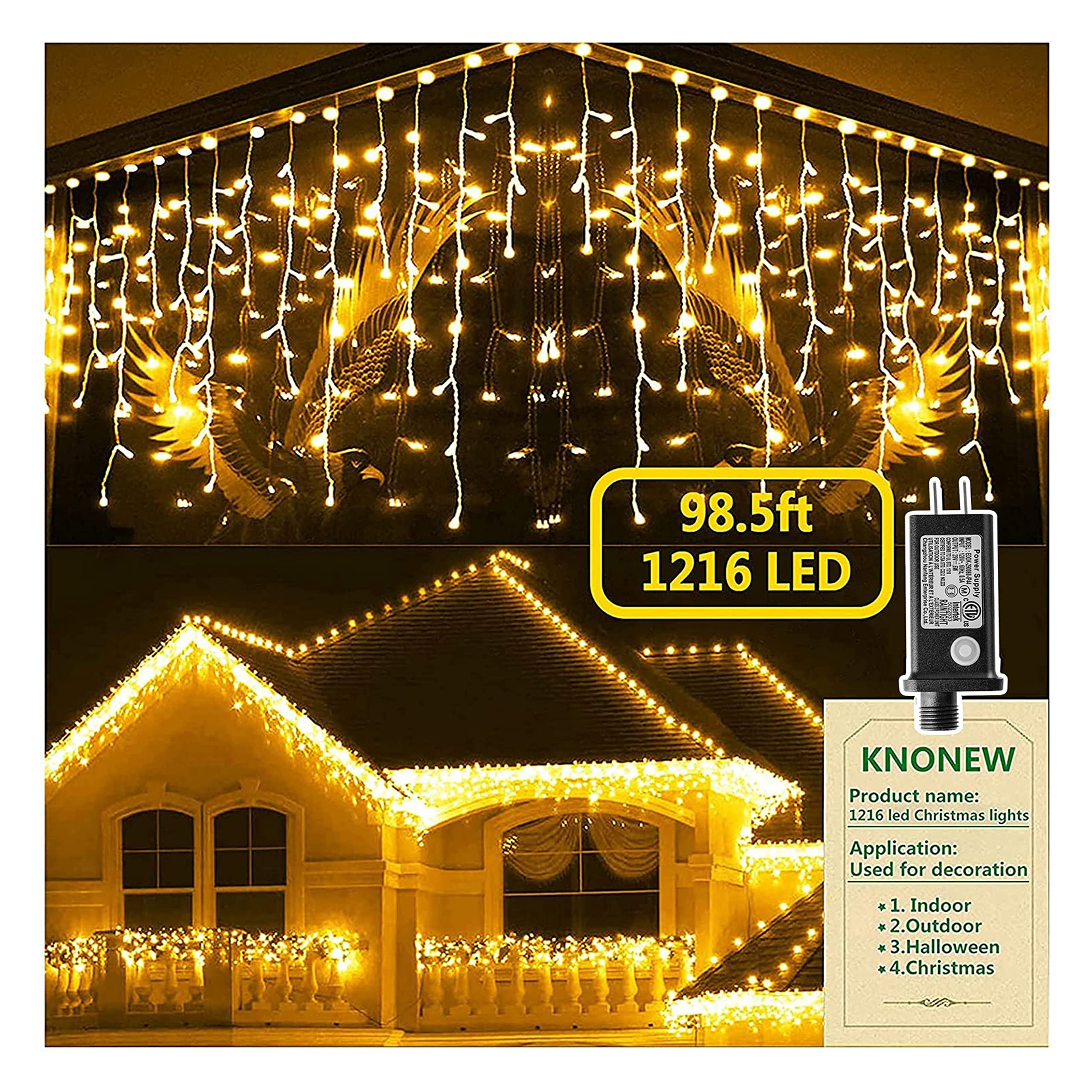 Luzes De Natal Konew 99 Pés 1216 Led Para Decoração Externa