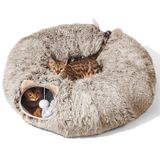 Cat Tunnel Zvbek Com Cama Para Gatos De Interior, Pelúcia Marrom