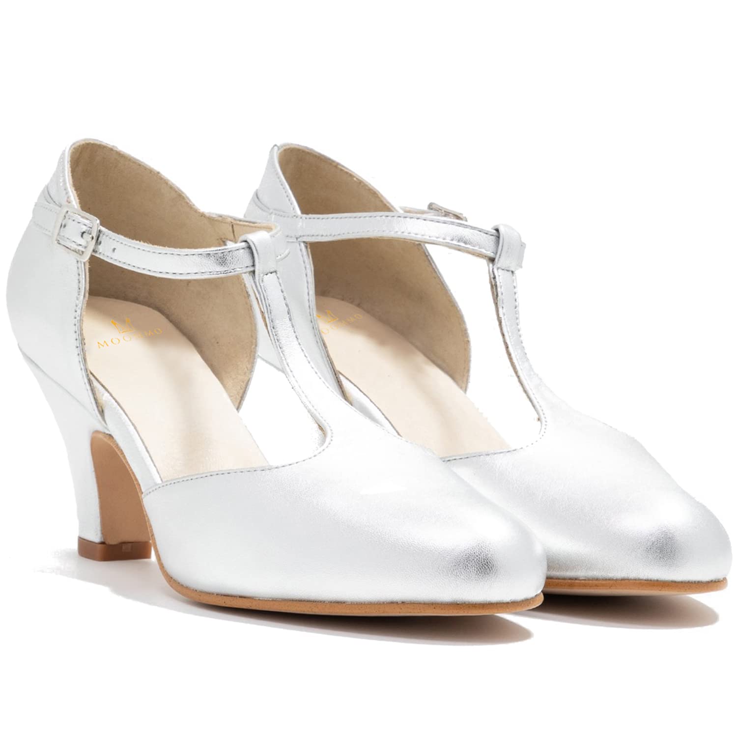 Sapatos Moommo Silver Mary Jane Pumps Femininos De 5 Cm, Salto Tamanho 41