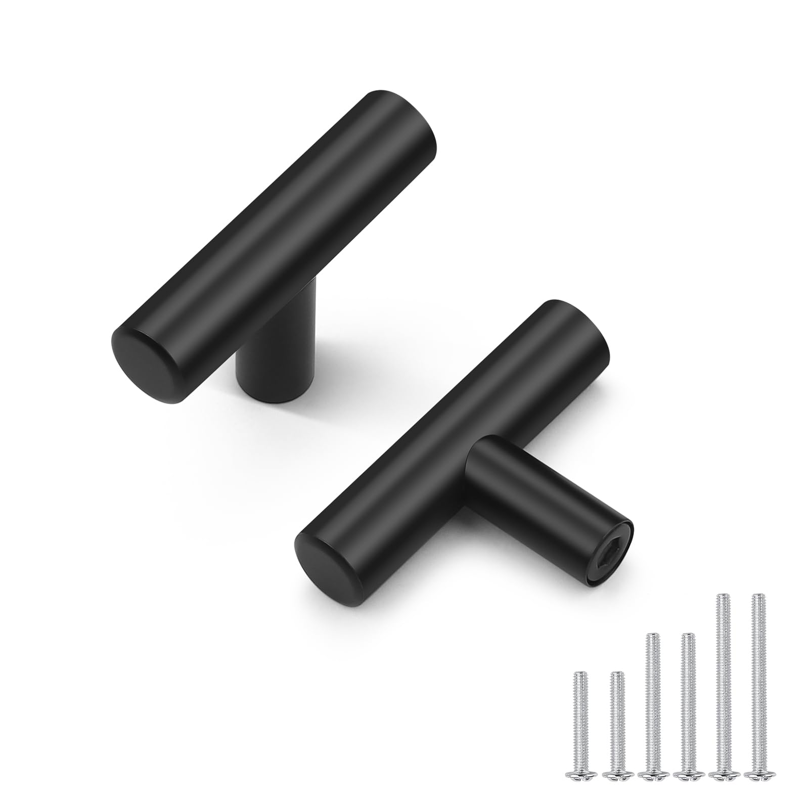 Knobs De Gabinete Probrico Matte Black Inox Steel, Pacote Com 50