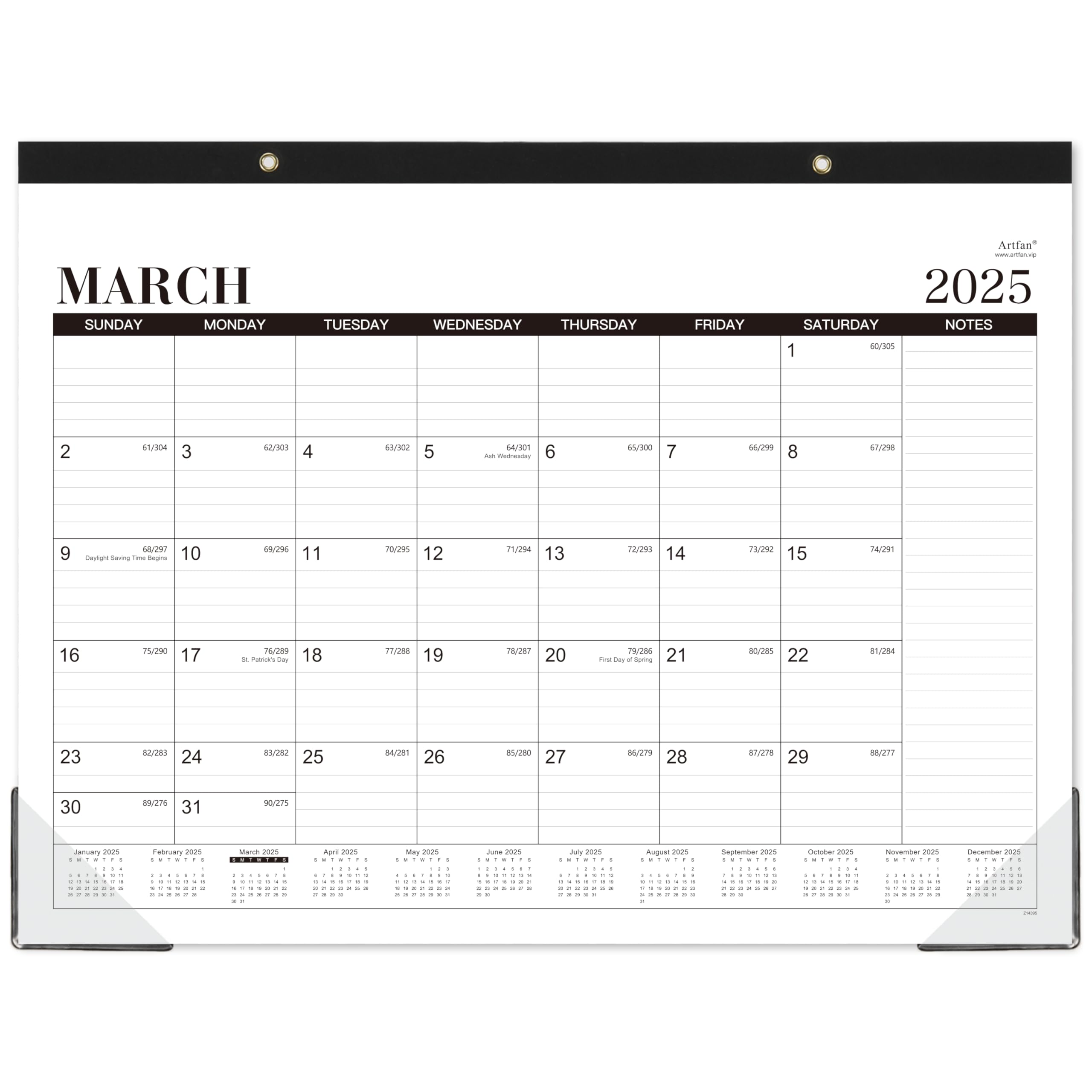 Calendário De Mesa Artfan 2025-2026 18 Meses, Grande 22x17cm