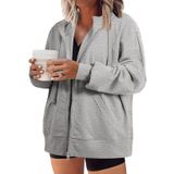 Moletons Eytino Plus Size Para Mulheres Com Zíper Completo, Pretos 4x
