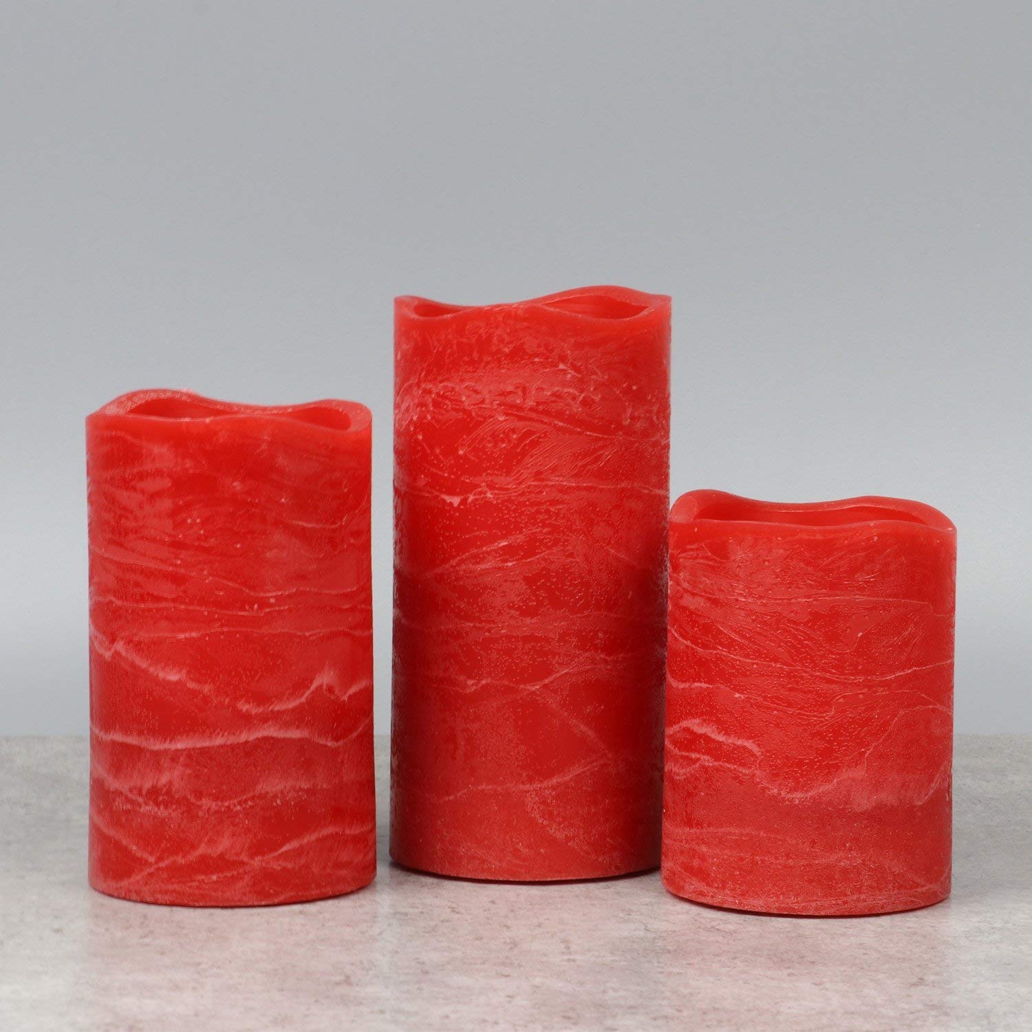 Velas Led Sem Chama, Cera Real Vermelha Rítmica Com Temporizador, 3 Unidades