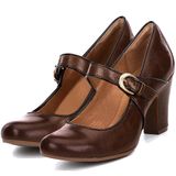 Sapatos Shodense Vintage Block De Salto Alto Mary Jane Pumps Femininos