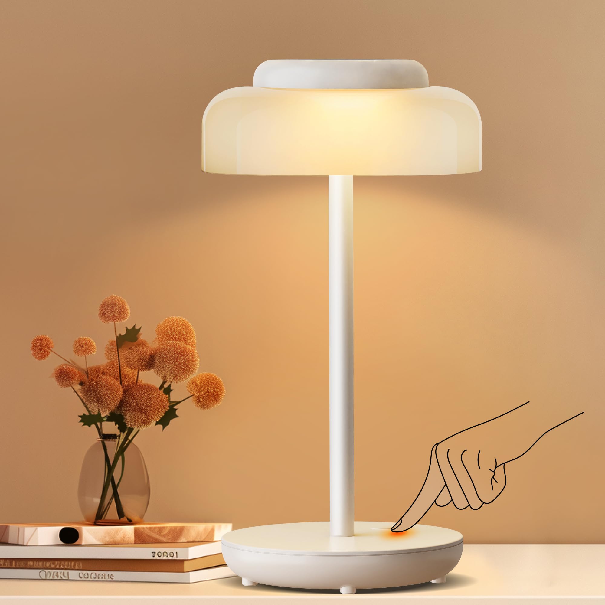 Lâmpada De Mesa Led Operada Por Bateria Qimh 5000mah 3 Níveis Branca