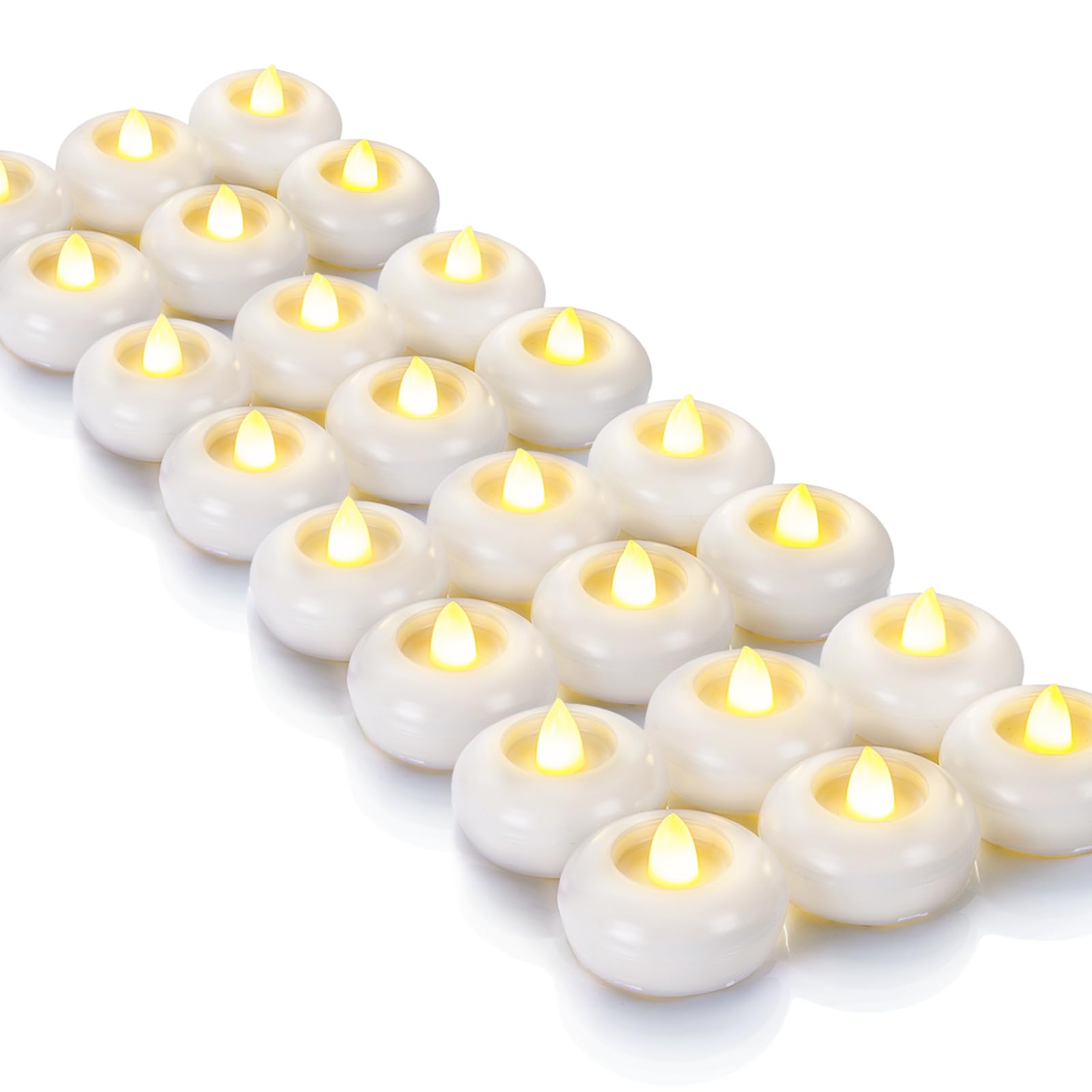 Velas Flutuantes De Led Sem Chama Homemory 2", Pacote Com 24 Unidades, Brancas