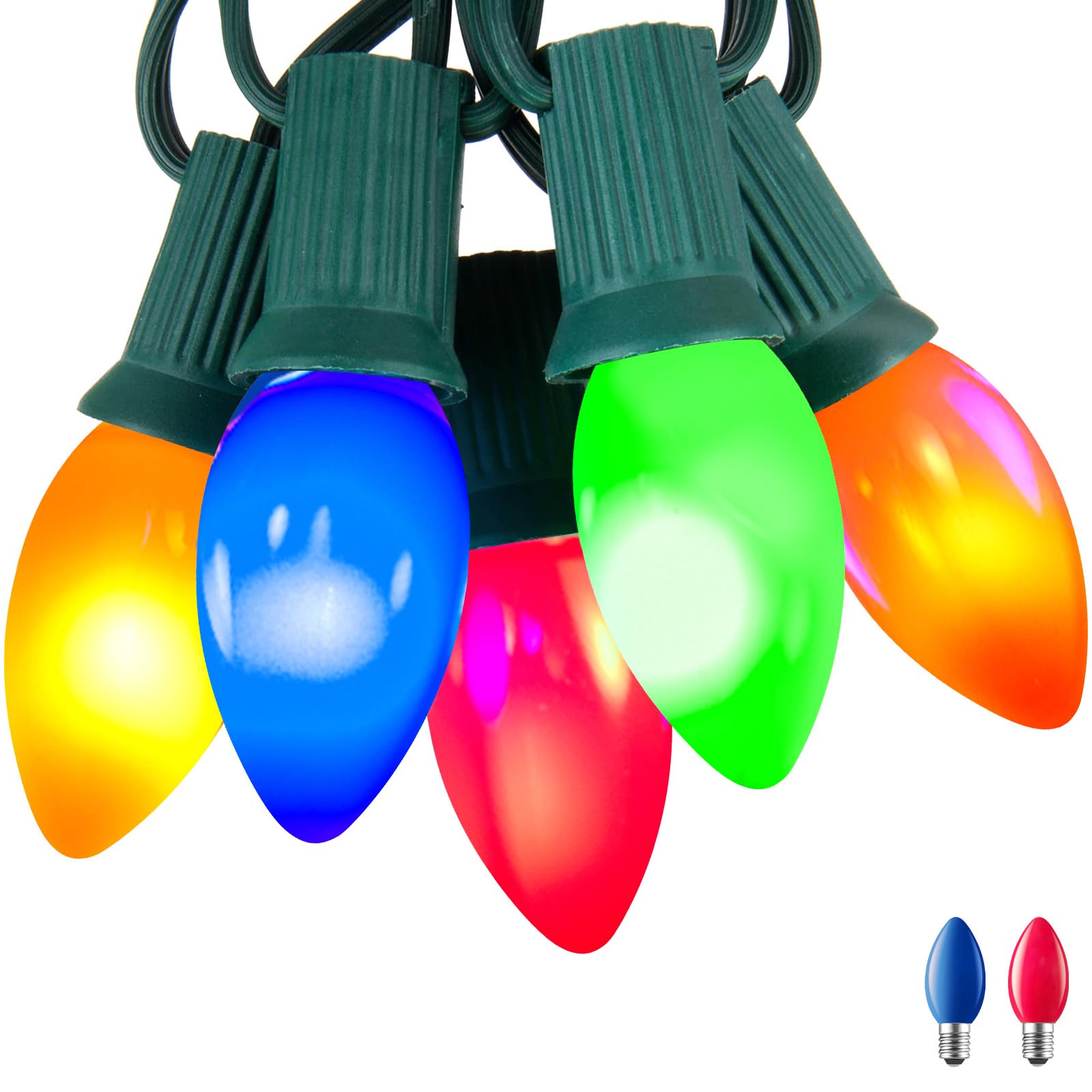 Luzes De Natal Minetom C7 Led 15m 50 Lâmpadas Multicoloridas