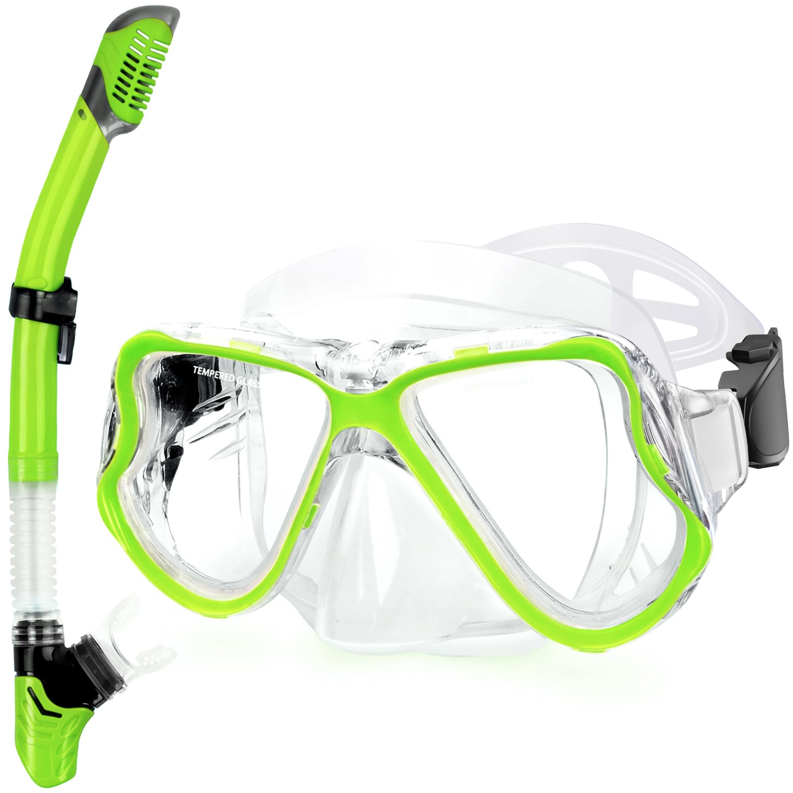 Conjunto De Snorkel Greatever Dry Panoramic View Anti-fog Para Crianças