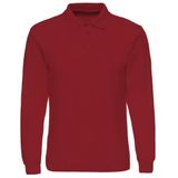 Camisa Polo Masculina Needbo, Manga Comprida, Casual, Vinho, Algodão Vermelho
