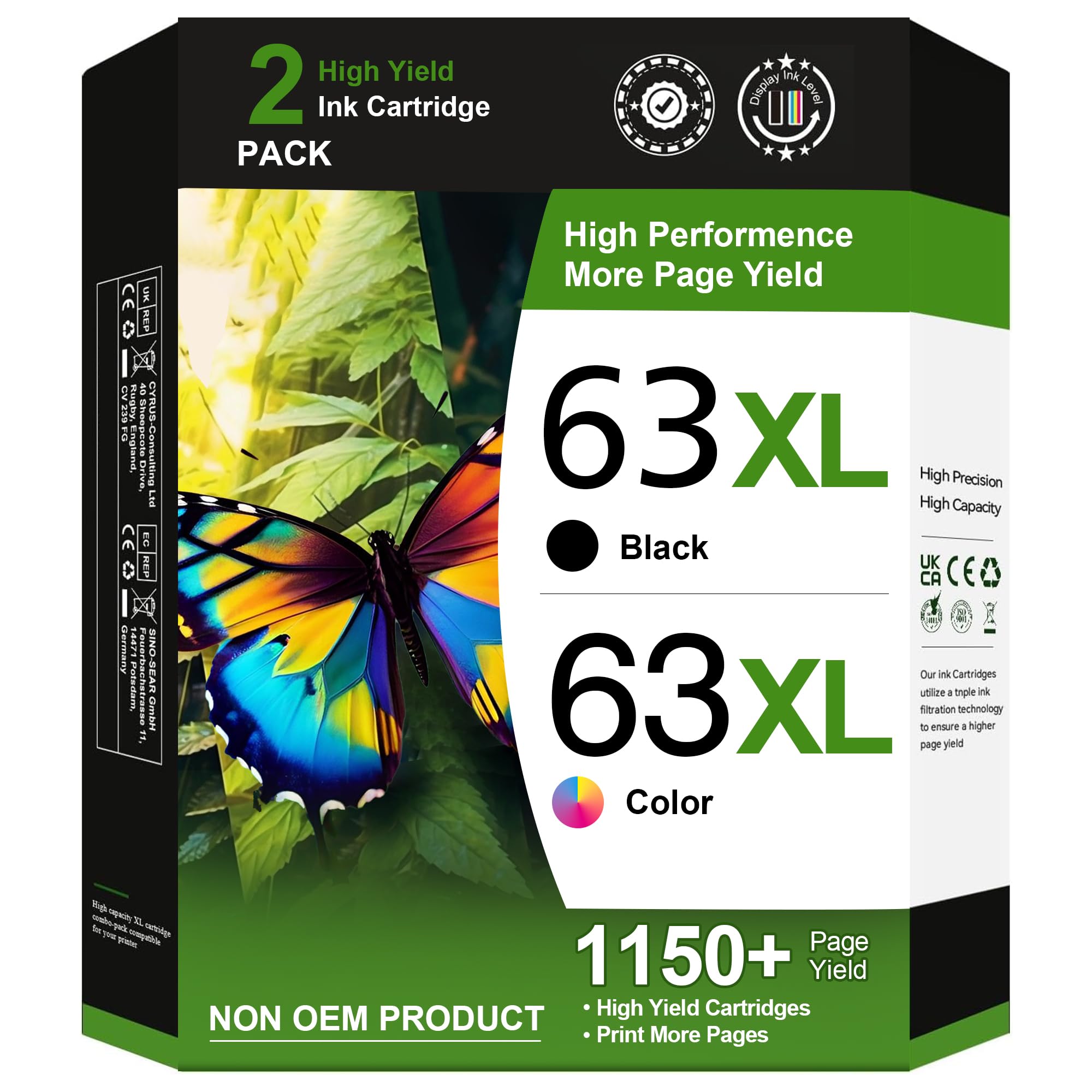 Cartuchos De Tinta Adoccur 63xl Pretos E Coloridos Para Hp 63
