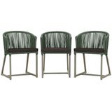 3 Cadeiras De Jantar Noronha Fendi Corda Náutica E9 Trama Verde