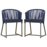 2 Cadeiras De Jantar Noronha Fendi Corda Nautica E11 Trama Azul