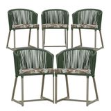 5 Cadeiras De Jantar Noronha Fendi Corda Náutica E6 Trama Verde