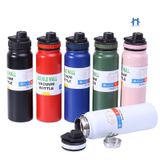 Super Garrafa Térmica De Água Isolada 1000ml Quente &amp; Frio De Aço Inox Com Alça Vermelho