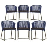 6 Cadeiras De Jantar Noronha Fendi Corda Náutica E9 Trama Azul
