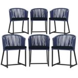 6 Cadeiras De Jantar Área Noronha Preta E12 Trama Original Azul