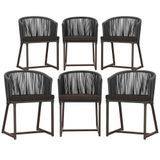 6 Cadeiras De Jantar Área Noronha Marrom E9 Trama Original Preto