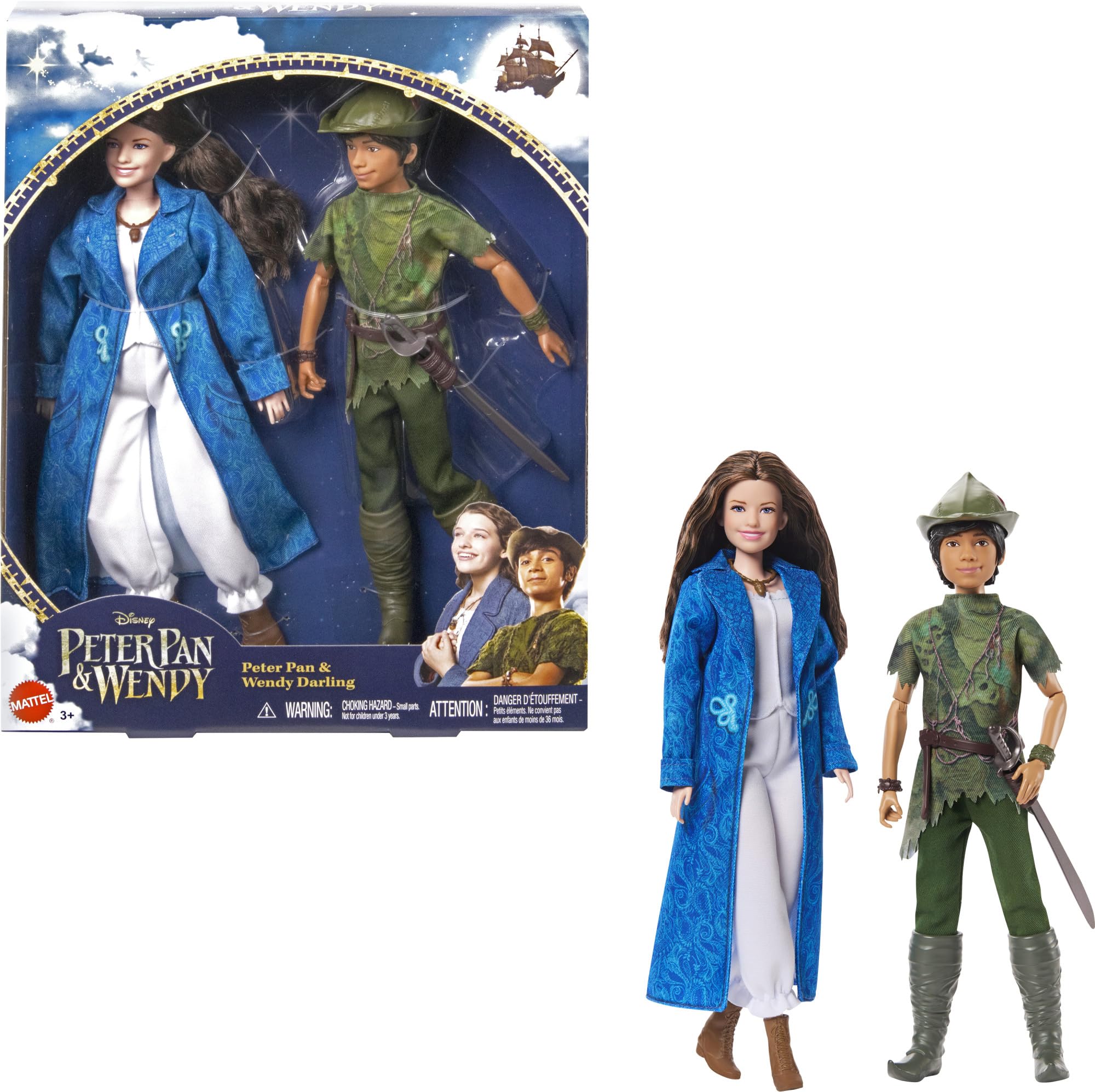 Conjunto Colecionável Mattel Disney Peter Pan E Wendy Com Bonecas Modernas