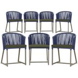 7 Cadeiras De Jantar Área Noronha Fendi E13 Trama Original Azul