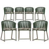 7 Cadeiras De Jantar Área Noronha Fendi E6 Trama Original Verde