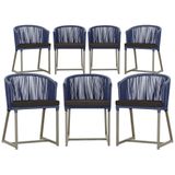 7 Cadeiras De Jantar Área Noronha Fendi E9 Trama Original Azul