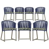 7 Cadeiras De Jantar Área Noronha Fendi E5 Trama Original Azul