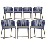 7 Cadeiras De Jantar Área Noronha Fendi E8 Trama Original Azul