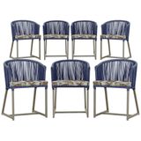 7 Cadeiras De Jantar Área Noronha Fendi E6 Trama Original Azul