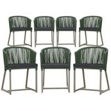7 Cadeiras De Jantar Área Noronha Fendi E11 Trama Original Verde