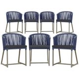 7 Cadeiras De Jantar Área Noronha Fendi E11 Trama Original Azul