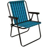 Cadeira De Praia Alta De Aço Pintado Xadrez Marine 002052 Bel