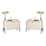 Jogo De Mesa De Cabeceira Sofia Off White Preto