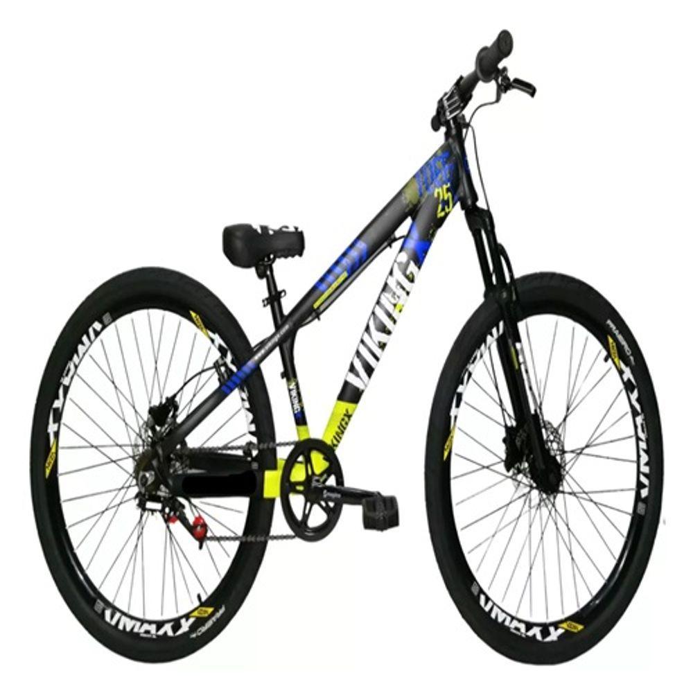 Bicicleta Vikingx Preto Amarelo Aro 26 Single Wheeling Freio