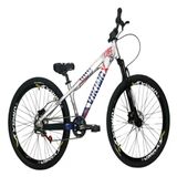 Bicicleta Vikingx Prata Azul Aro 26 Single Wheeling Freio Hidráulico
