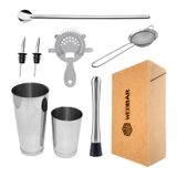 Kit Bar Iniciante 6 Bartender 9 Peças + Caixa