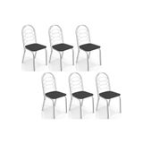 Cadeira De Cozinha Holanda C009 Kit 6 Un Cromada Preto 110