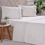 Jogo De Cama Casal 4 Peças Microfibra Bordado Inglês
