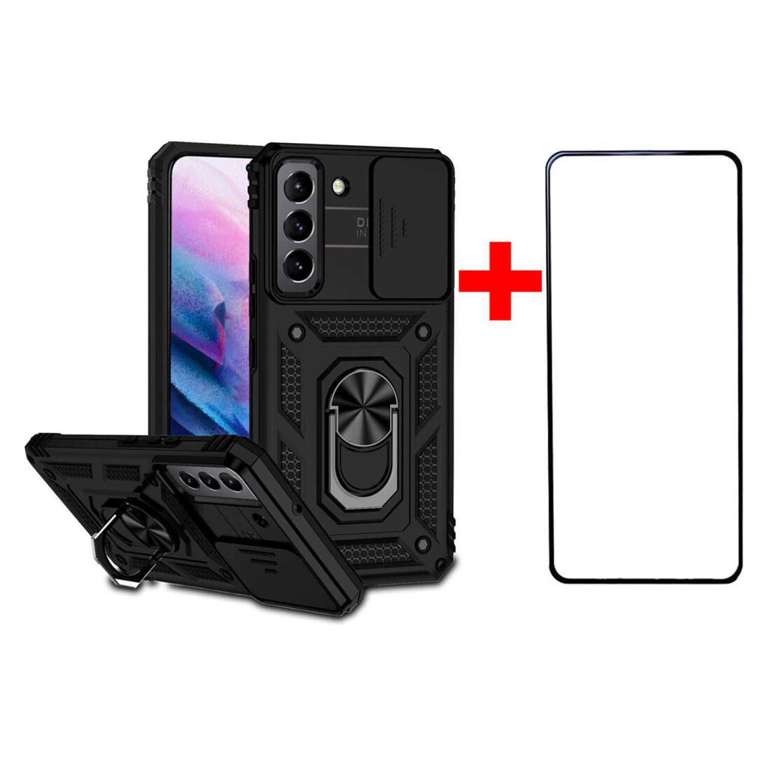 Estojo + Folha De Vidro De Mica Completa Para Samsung S22