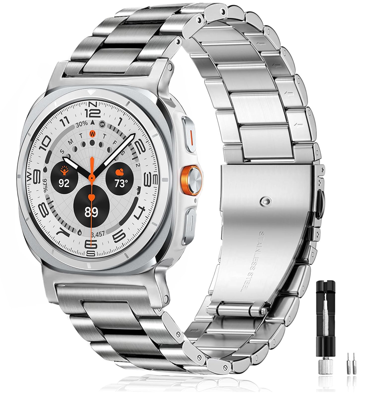 Pulseira De Relógio Olytop Para Samsung Galaxy Watch 7 Ultra 47 Mm Prateada