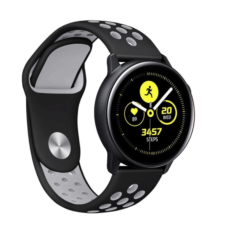 Pulseira De Silicone Para Samsung Galaxy Watch Active 2 - Preto/cinza