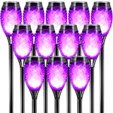 Decorações De Natal Otdair Solar Torch Purple Flame, Pacote Com 12