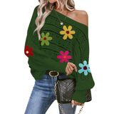 Blusa De Suéter Feminina Cakulo, Sem Ombros, Outono De 2024, Verde M