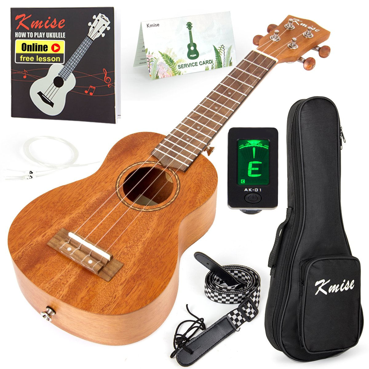 Ukulele Kmise Soprano Professional Mahogany 53 Cm Com Kit Inicial