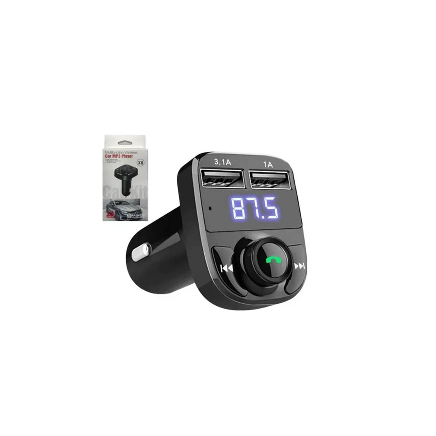 Transmissor De Mp3 Rádio Fm Bluetooth Carregador De Carro Pd 3.1a