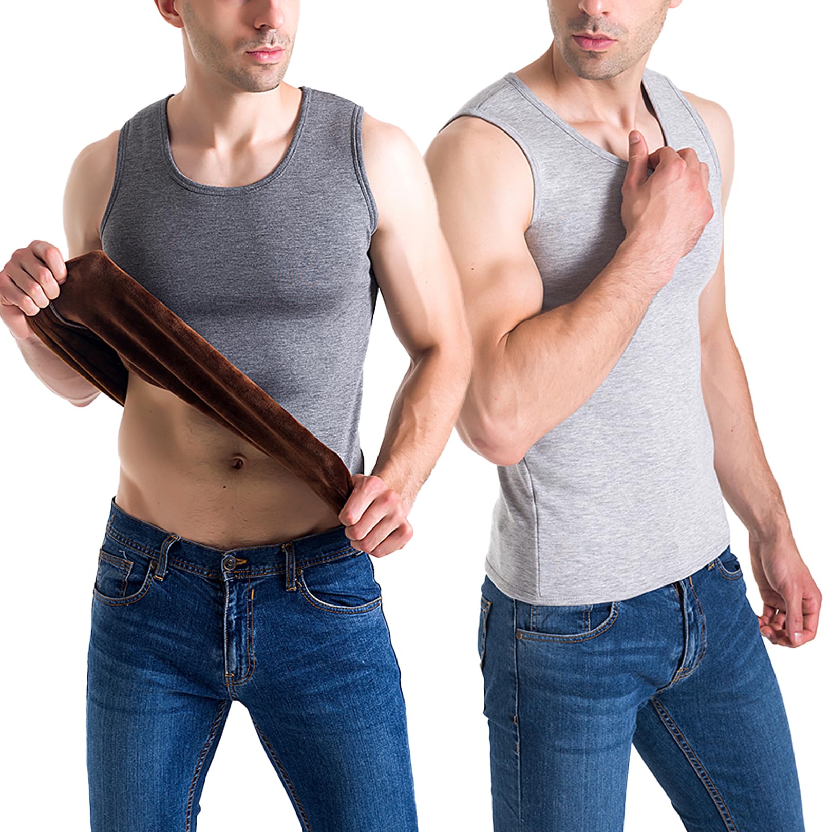 Camiseta Térmica Flygo Para Homens, Forrada De Algodão, Forrada Com Lã, Pacote Com 2 Unidades